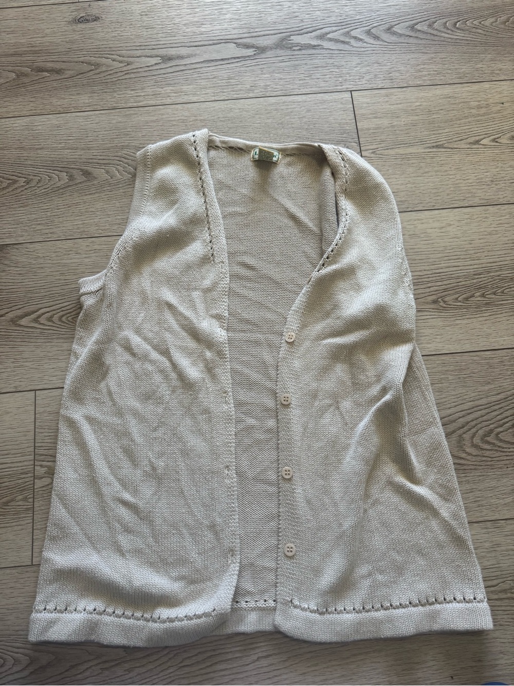 L.L. Bean vintage Cream Button-Front Knit Vest